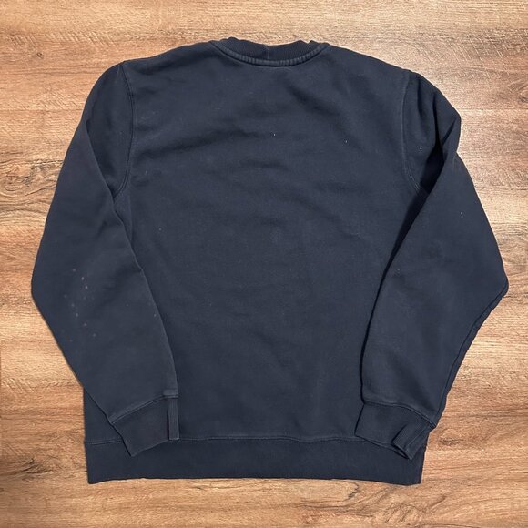 Nike Crewneck Sweater Mens L Navy Blue Long Sleeve Distressed Cotton Sweatshirt - Picture 2 of 7